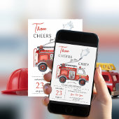 Fire Truck Three Cheers Chief 3rd Birthday 招待状
