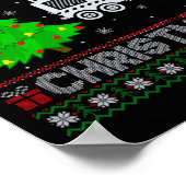 Fire Truck Xmas Tree Lighting Ugly Christmas Sweat ポスター (角)