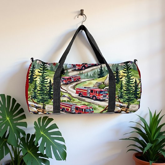 Fire Trucks Forest Road ダッフルバッグ