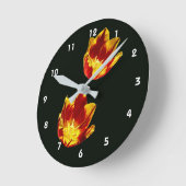 Fire Tulip Flowers Round Clock ラウンド壁時計 (傾斜)