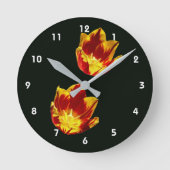 Fire Tulip Flowers Round Clock ラウンド壁時計 (正面)