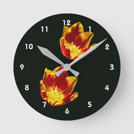 Fire Tulip Flowers Round Clock ラウンド壁時計 (正面)