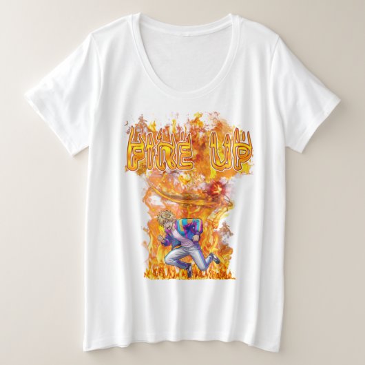 Fire Up プラスサイズTシャツ (デザイン正面)