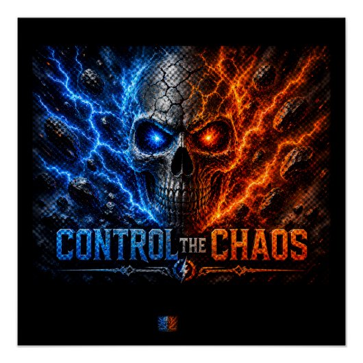 Fire vs Ice Skull 3D Shirt –  ポスター (正面)