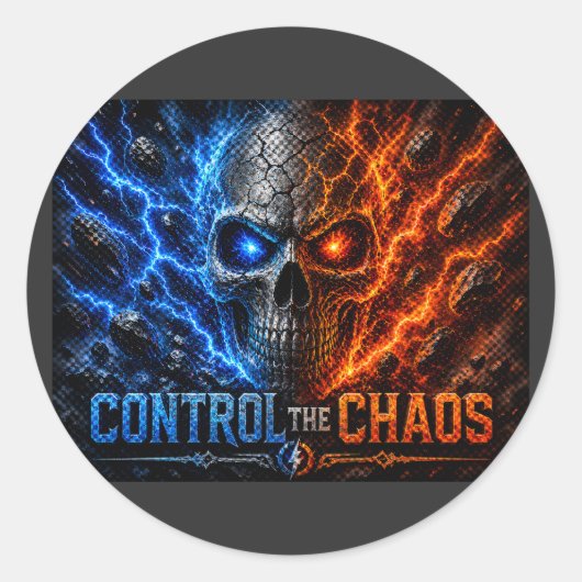 Fire vs Ice Skull 3D Shirt –  ラウンドシール (正面)