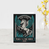 Fire Year Of The Horse – Chinese Zodiac New Year 2 カード (黄色い花)