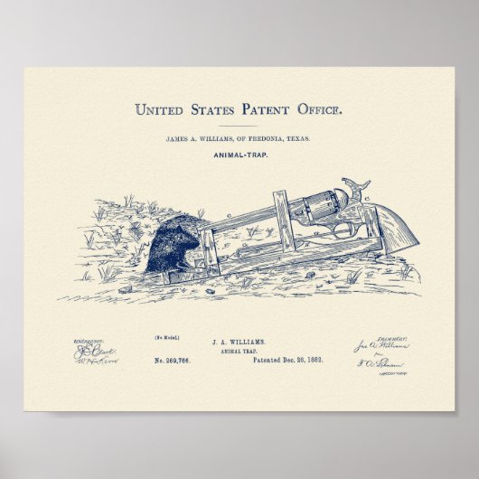 Firearmマウストラップデザイン特許 – 1882 ポスター (正面)