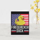 Firecacker Duck 4th Of 7月Firecracker Independed カード (黄色い花)