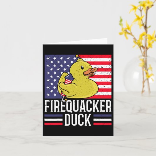 Firecacker Duck 4th Of 7月Firecracker Independed カード (黄色い花)