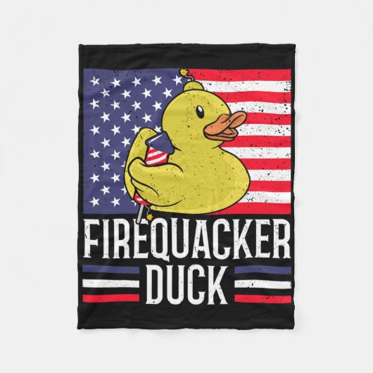 Firecacker Duck 4th Of 7月Firecracker Independed フリースブランケット (正面)