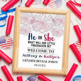 Firecracker 4th Of July Gender Reveal Party ポスター