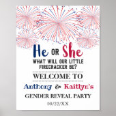 Firecracker 4th Of July Gender Reveal Party ポスター (正面)