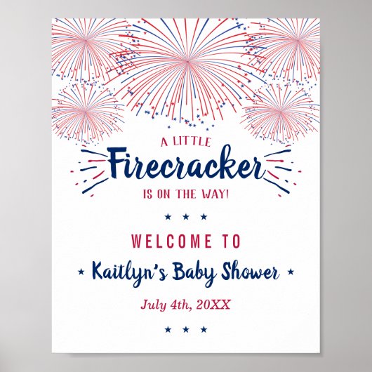 Firecracker On The Way! 4th Of July Baby Shower ポスター (正面)