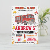 FireFigher truck Birthday with Custom image 招待状 (スタンド正面)