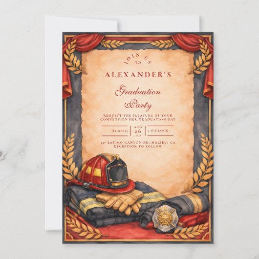 Firefighter Academy Graduation 招待状 (正面)