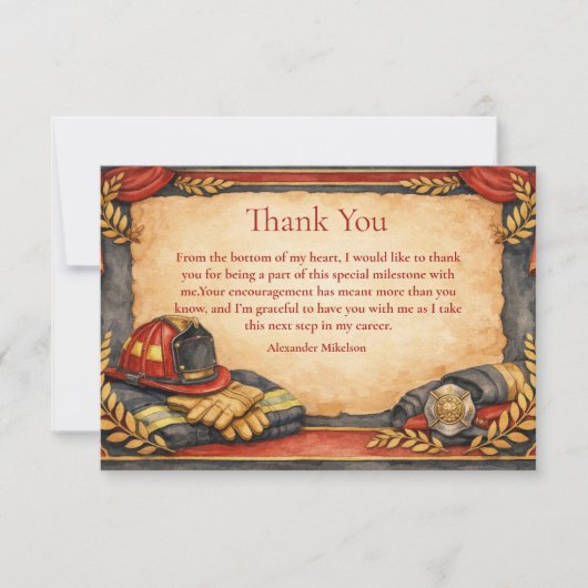 Firefighter Academy Graduation Celebration サンキューカード (正面)