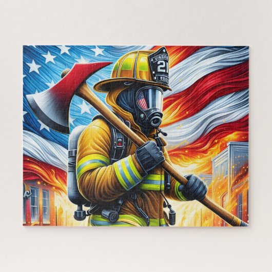 Firefighter American Flag ジグソーパズル (横)