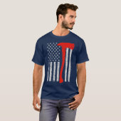 Firefighter American Flag Axe T Shirt Thin Red Tシャツ (正面フル)