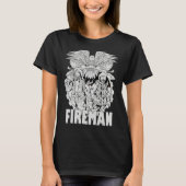 Firefighter American Flag Eagle Fireman Womans Man Tシャツ (正面)