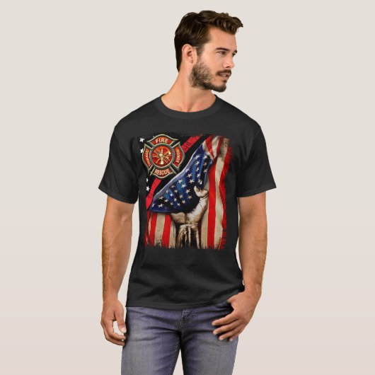 Firefighter American Flag Firefighter Vibes Labor  Tシャツ (正面フル)
