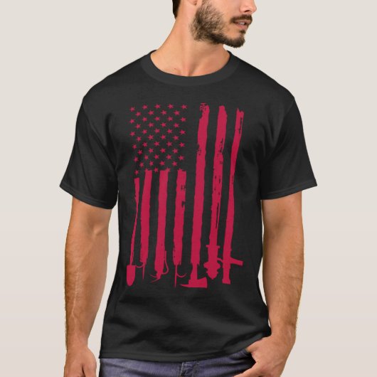 Firefighter American Flag Fireman Patriotic 4th of Tシャツ (正面)