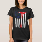 Firefighter American US flag red line Firefighter Tシャツ (正面)