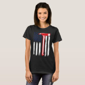 Firefighter American US flag red line Firefighter  Tシャツ (正面フル)