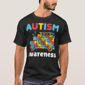 Firefighter Autism Awareness Puzzle Pieces Fire Tシャツ (正面)