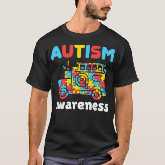 Firefighter Autism Awareness Puzzle Pieces Fire Tシャツ