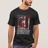 Firefighter Axe Thin Red Line Us Flag Joshua 19 Ch Tシャツ (正面)