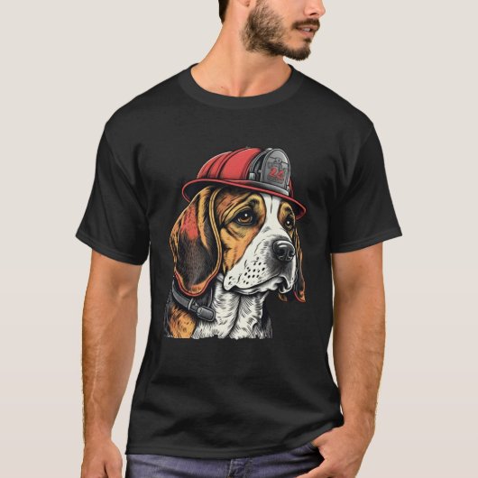 FireFighter Beagle Dog For Beagle Dad Fire Fighter Tシャツ (正面)