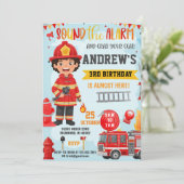 Firefighter Birthday invitation with photo 招待状 (スタンド正面)