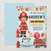 Firefighter Birthday invitation with photo 招待状 (正面/裏面)