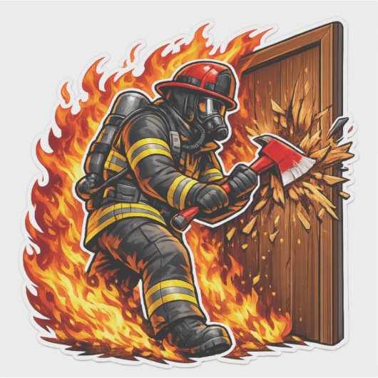 Firefighter Breaking Door Design シール (正面)