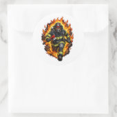 Firefighter Chibi Sticker Cute Fireman Cartoon Fir ラウンドシール (バッグ)