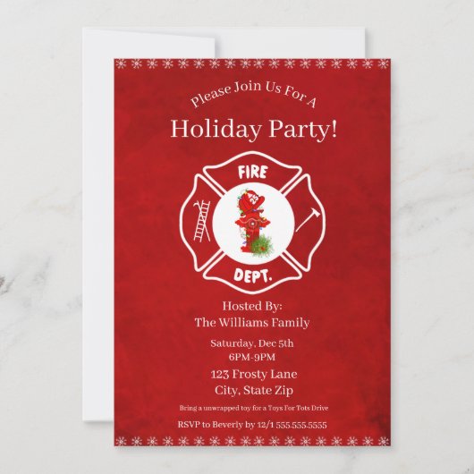 Firefighter Christmas Holiday Party 招待状 (正面)