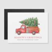 Firefighter Christmas Red Fire Truck Magnetic Card (正面/裏面)
