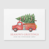 Firefighter Christmas Red Fire Truck Magnetic Card (正面)
