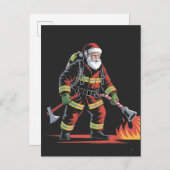 Firefighter Christmas Shirt XMas Funny Santa 案内ポストカード (正面/裏面)