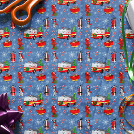 Firefighter Christmas With Santa and Dalmatian    薄葉紙