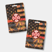 Firefighter Cross and Flames バッジ (正面＆裏面)