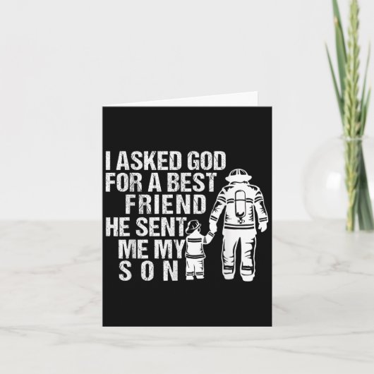 Firefighter Dad Son Quote New Daddy Fireman Dad Fa カード (正面)