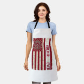 Firefighter Dad Vertical Flag Vintage エプロン (着用した状態)