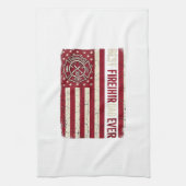 Firefighter Dad Vertical Flag Vintage キッチンタオル (縦)