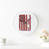 Firefighter Dad Vertical Flag Vintage ラージ壁時計 (ホーム)