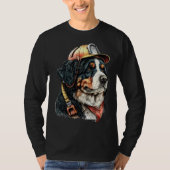 FireFighter Dog For Bernese Mountain Dad Fire Figh Tシャツ (正面)