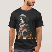 FireFighter Dog For Bernese Mountain Dad Fire Figh Tシャツ (正面)