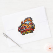 Firefighter Extinguish The Inferno Cartoon Sticker ラウンドシール (封筒)