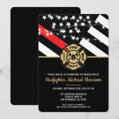 Firefighter Fire Academy Fireman Graduation 招待状 (正面/裏面)