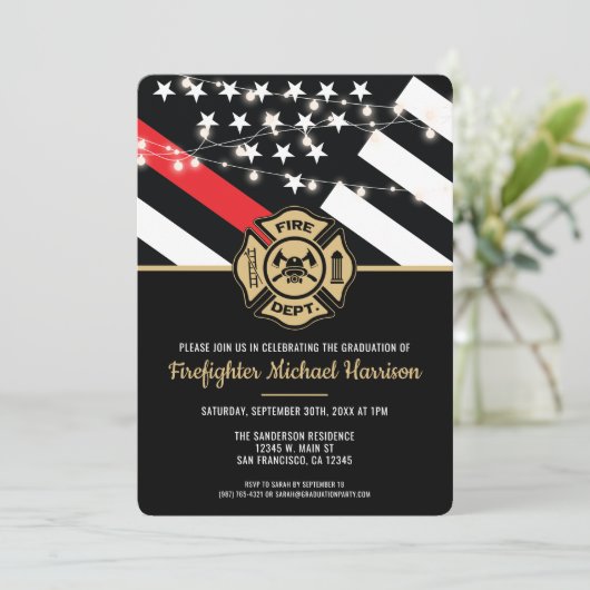 Firefighter Fire Academy Fireman Graduation 招待状 (スタンド正面)